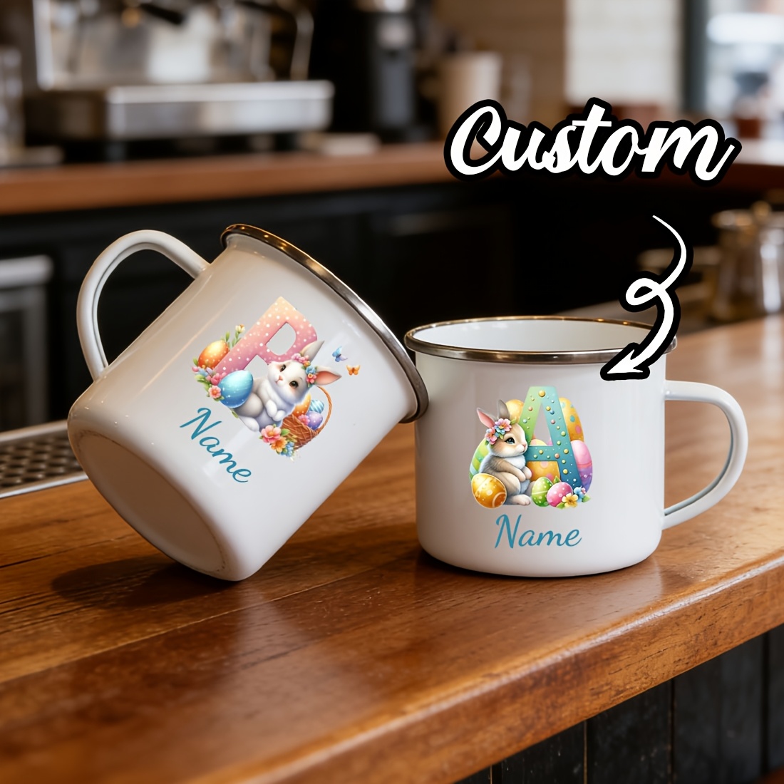 Coffee Equipment With Name - Taza Personalizada con Iniciales Florales, Taza