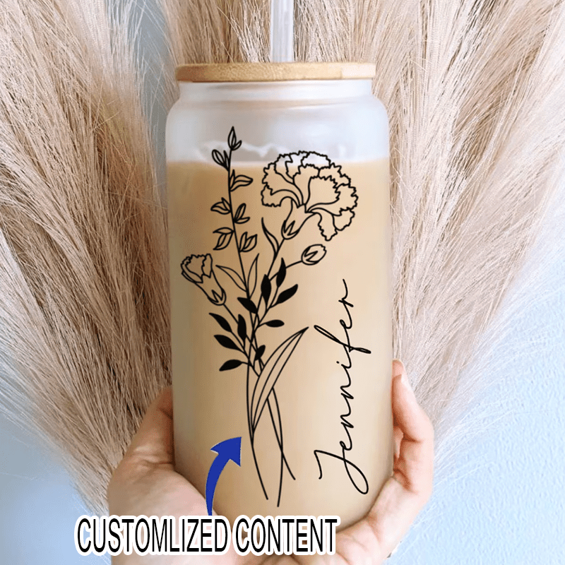 Coffee Equipment With Name - Vaso de Vidrio Esmerilado Reutilizable Personalizado