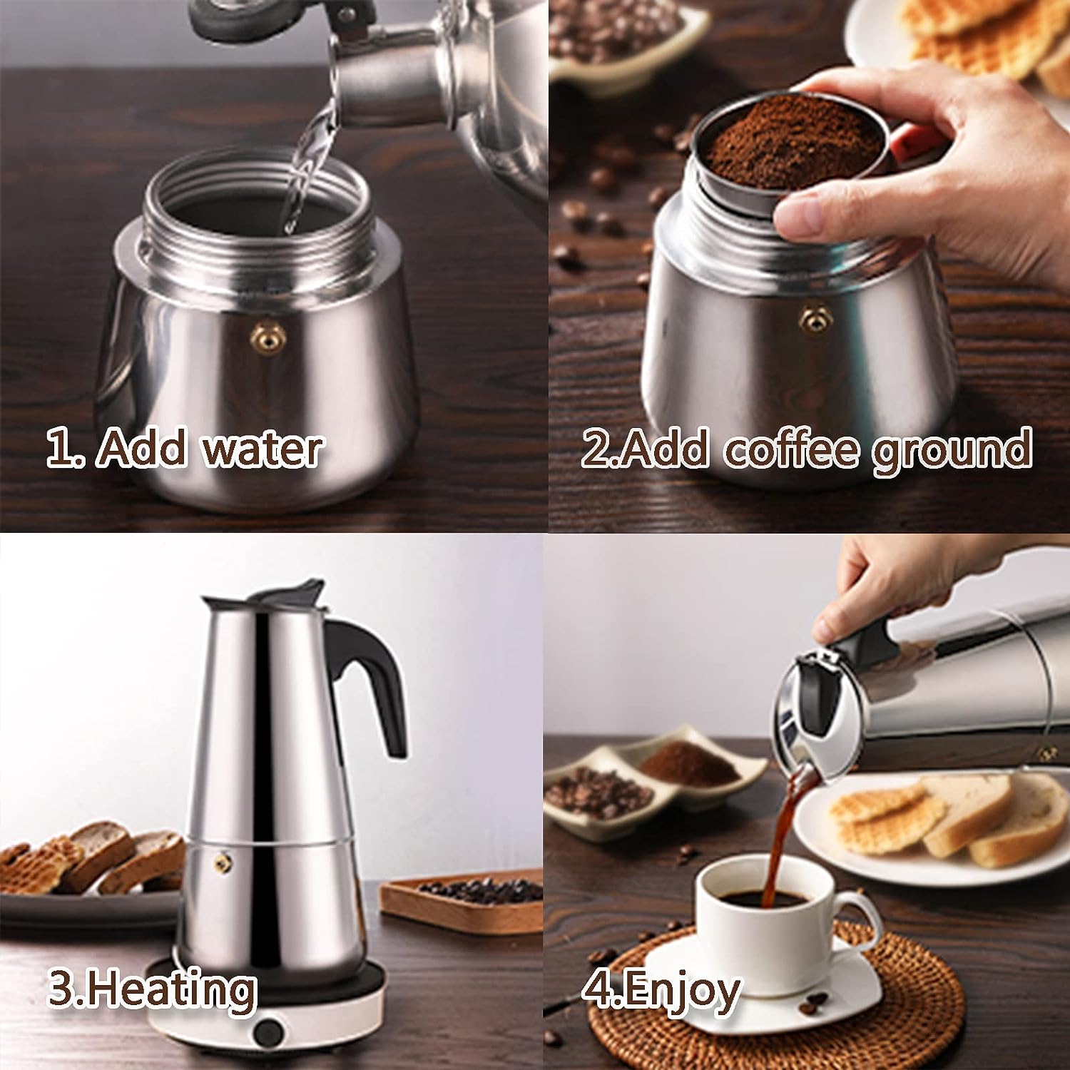 4/6/9 tazas Moka Pot Caffe Taz - Coffee Equipment Tools reseña y precio